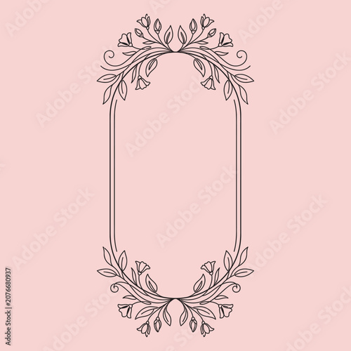 Minimalist Decorative Border With Flowers And Leafy Vines