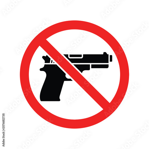 No Guns Allowed Vector Icon – Firearm Prohibition Sign, Weapon Ban Symbol, Safety Warning