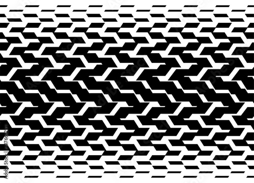 Vector pattern of black broken sharp geometric shapes on a white background. Rough halftone. Modern design element. Dynamic effect. Vector background for covers, advertising, packaging.