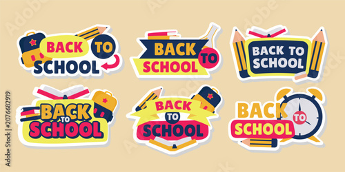 Obraz na płótnie Back to School colorful retro badges set