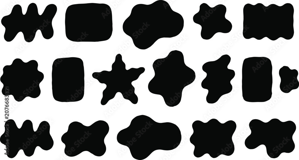 Fototapeta premium Black irregular shapes on white background