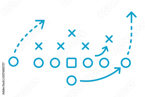 Fotografía Hand drawn football playbook diagram with Xs Os and arrows