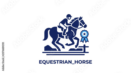 Tablou pe pânză Equestrian Horse Rider Jumping Event Logo.