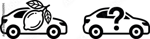 Eco Friendly Electric Car Icon, Lemon Car Line Art Vector