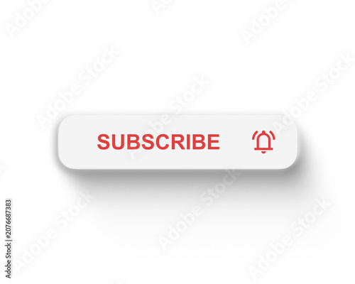 Fotografie Grooved Neumorphic Subscribe Button Vector Set with Notification Bell, Cursor, a