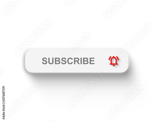 Obraz na plátně Grooved Neumorphic Subscribe Button Vector Set with Notification Bell, Cursor, a
