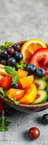 Healthy Bowl with Fresh Fruits and Vegetables, natural., salad