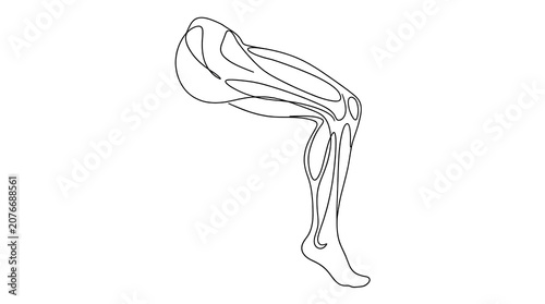Fotografie Continuous Line Drawing of Human Leg Muscle Anatomy Illustration