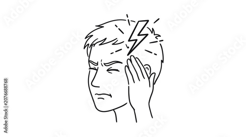 Fotografie Headache relief icon with lightning bolt.