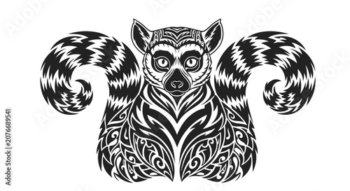 Photography Detailed illustration of a lemur face.