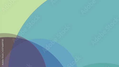 Abstract background, featuring overlapping circular, shapes in shades, of light green, teal, and dark, blue, creating a, soft, layered visual effect