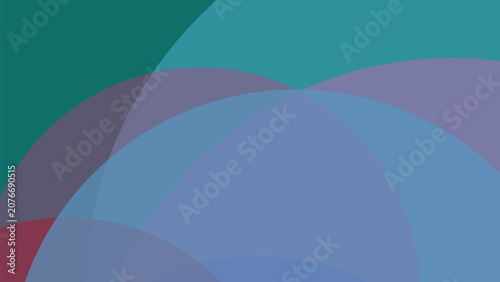 Abstract background, with overlapping circular, segments in shades, of teal, blue, purple, and muted, red for versatile applications