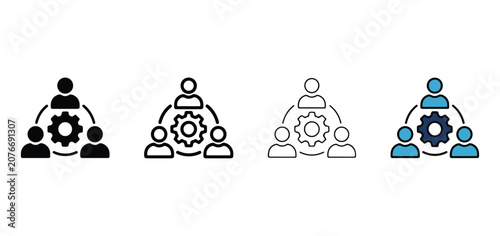 Teamwork collaboration partnership communication business organization management leadership coordination  people working together with gear