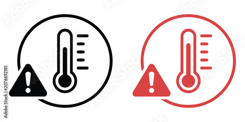 Fotografie High temperature warning icon, a simple heat alert symbol for danger, thermal hazard notification, hot surface caution, industrial safety signage, and emergency awareness