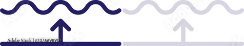 Foto Wave with up arrow outline icon representing high tide rising sea level climate