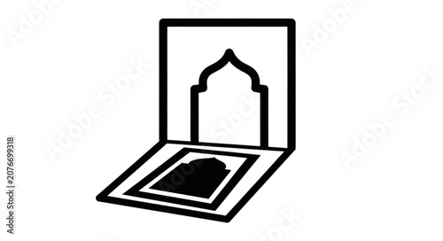 Photos Islamic Prayer Niche and Laptop Illustration