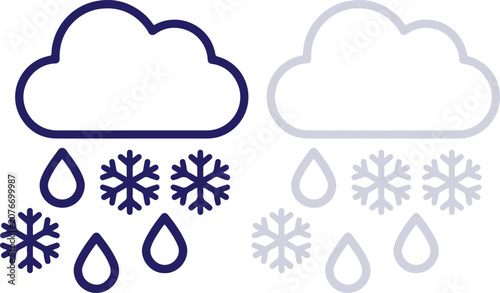 Konstfotografi Cloud with heavy snowflakes and rain drops icon for wet snow winter weather vect