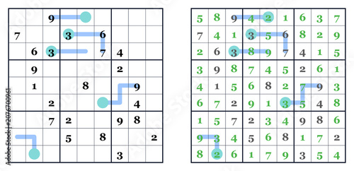 Printable expert level thermo sudoku puzzle with solution on white background for learning, entertainment, school resources and print projects