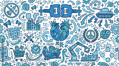 Photos Global industrial challenges and economic struggle conceptual sketch with supply