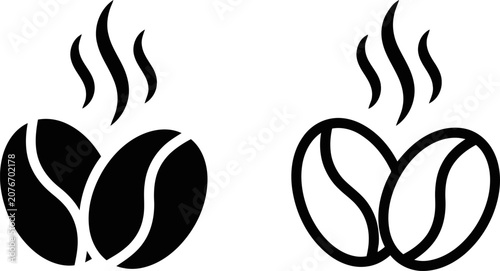 Fotografie Hot coffee beans with steam rising from them, steaming coffe