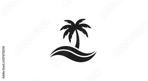 Palm Tree and Wave Logo Symbol