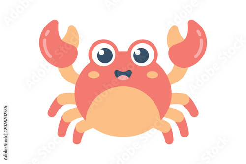 Cute cartoon crab character illustration isolated on white background