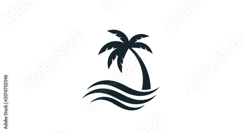 Palm Tree And Waves Icon