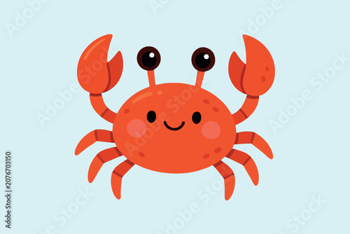 Friendly red crab cartoon character illustration for marine wildlife