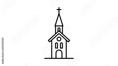Tall church steeple icon representing faith and worship.