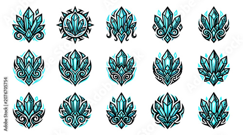 Canvastavla Cluster blue crystal graphics for gaming interfaces.