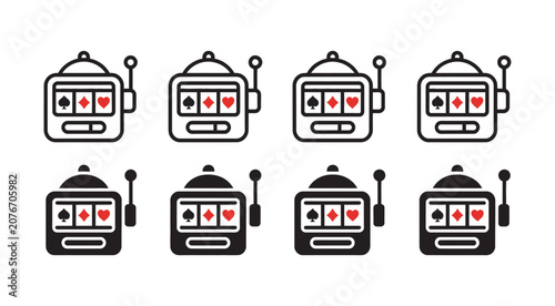 slot machine icon with four aces playing card symbols for casino gaming, jackpot, gambling and entertainment vector illustration