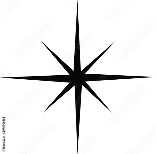 Compass and navigation icon in flat and line style, directional rose and orientation symbols black monochrome vector illustration isolated on transparent background