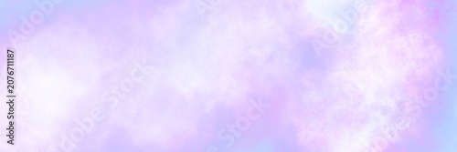 Dreamy lavender and pale pink misty panoramic banner. Abstract wide background featuring soft clouds of lavender, pale pink, and white haze