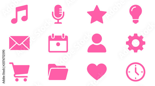 Tableau sur toile Pink multipurpose business and social icon set.