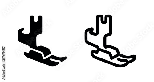 Canvastavla Sewing machine presser foot icon in filled and outline style.