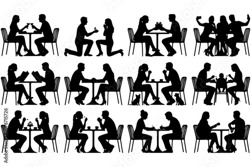 Social Interaction People Silhouette for Cafe and Restaurant