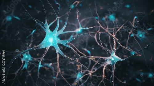 Neurons and Synapses in Human Brain - Neural Network Communication and Neuroscience Concept