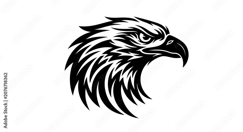 Fototapeta premium Stylized Eagle Head Illustration in Black and White