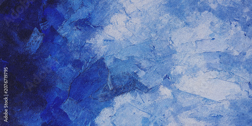 Fotografía Blue abstract paint texture with visible brushstrokes and varied tonal depth bru