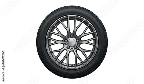 Canvastavla Premium alloy wheel and new tire vector isolated on white background