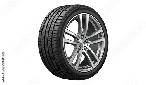 Tableau sur toile Premium alloy wheel and new tire vector isolated on white background