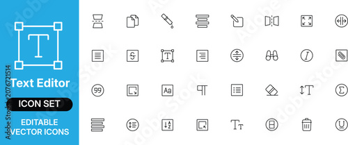 Konstfotografi Text Editor, Typography, and Document Formatting Icon Set - Editable Vector Line