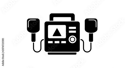 Obraz na plátně Medical defibrillator machine glyph icon.