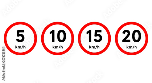 Obraz na płótnie Speed limit signs display 5, 10, 15, 20 km/h restrictions