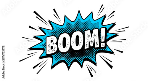 Bild auf Leinwand A comic book-style explosion with the word BOOM occurs suddenly in a digital artwork