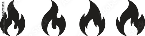 Set of Stylized Flame Icons