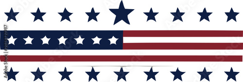 Patriot day american flag design stars and stripes isolated on transparent background