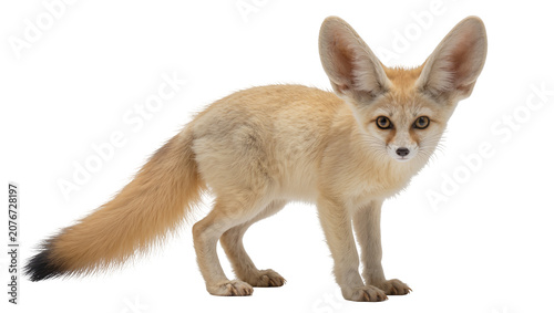 Schilderij op canvas Fennec fox with large ears standing on white