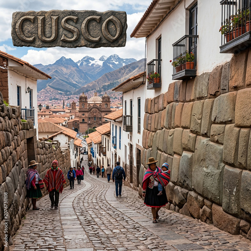 Cusco Peru Travel Poster wi...