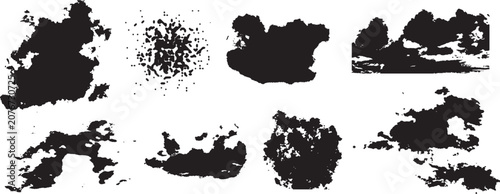 Obraz na plátně Abstract black ink splatter and blob art designs collection